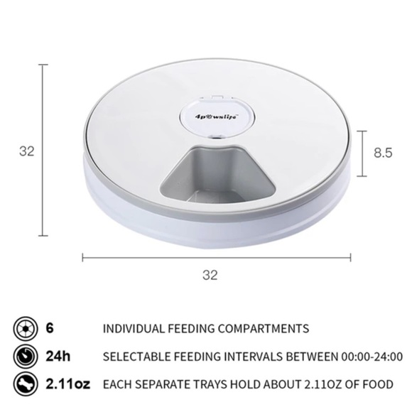 Automatic Pet Feeder, Auto Food Dispenser with 6 Meals, Digital Timer, Music - Picture 14 of 16